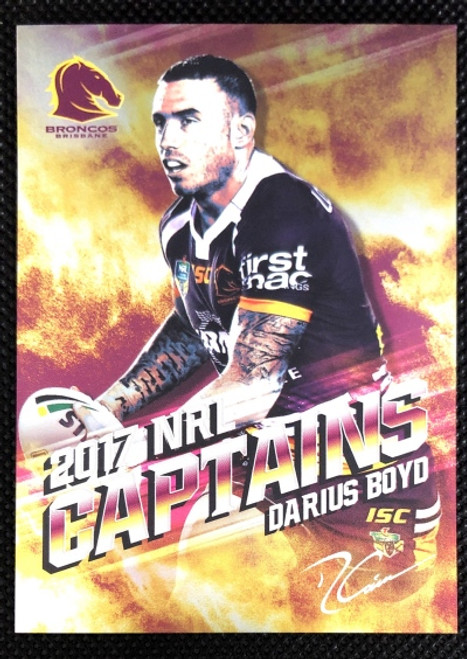 2017 NRL ELITE SERIES DARIUS BOYD BRISBANE BRONCOS CAPTAINS CARD