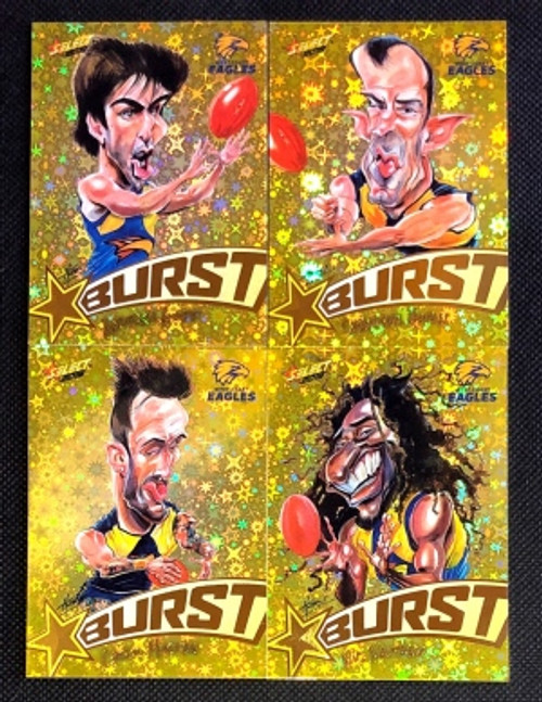 2018 AFL Select Footy Stars WEST COAST EAGLES Yellow Starburst CaricaturesTeam Set