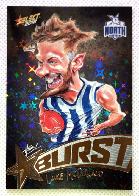 2018 AFL Select Footy Stars LUKE McDONALD North Melbourne Kangaroos Black Starburst Card