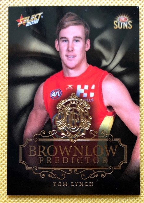 2018 AFL Select Footy Stars TOM LYNCH Gold Coast Suns Brownlow Predictor Card