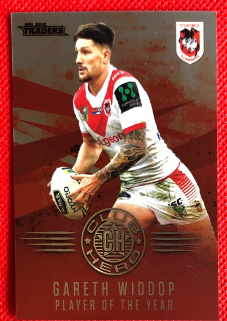 2018 NRL Traders GARETH WIDDOP St George Dragons Player of the Year card