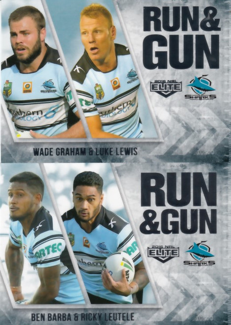 2016 NRL Elite CRONULLA SHARKS Run & Gun Team Cards