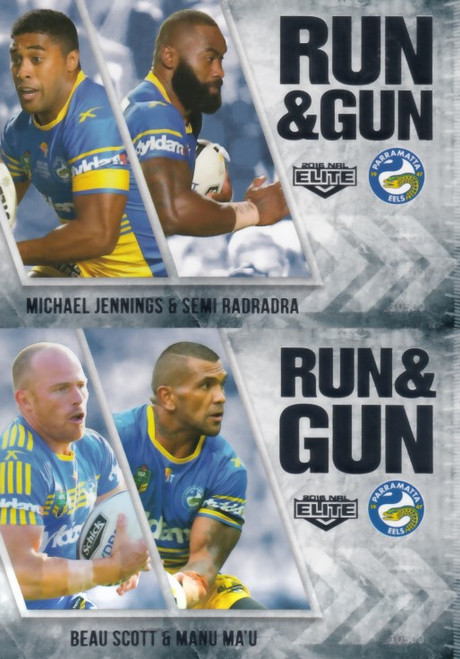 2016 NRL Elite PARRAMATTA EELS Run & Gun Team Cards