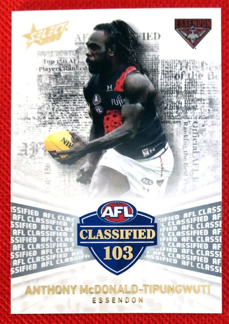 2022 AFL Select ANTHONY McDONALD-TIPUNGWUTI Essendon Bombers  AFL Classified Card AC103