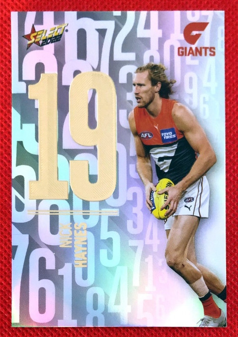 2022 AFL Select NICK HAYNES Greater Western Sydney Giants Numbers Daylight Card ND93