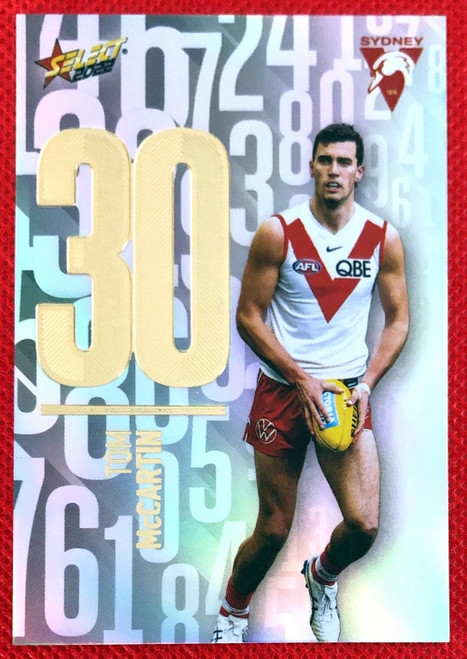 2022 AFL Select TOM McCARTN Sydney Swans Numbers Daylight Card ND190