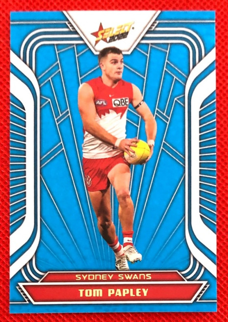 2022 AFL Select TOM PAPLEY Sydney Swans Fractured Acid-Blue Card