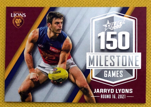 2022 AFL SELECT FOOTY STARS BRISBANE LIONS JARRYD LIONS 150 GAME MILESTONE CARD
