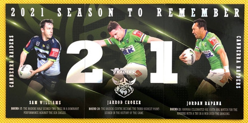 2022 TLA NRL TRADERS CANBERRA RAIDERS SEASON TO REMEMBER CARDS