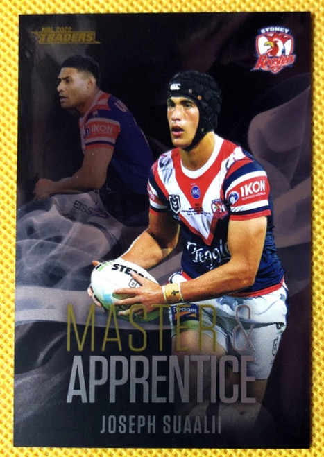 2022 NRL TRADERS JOSEPH SUAALII SYDNEY ROOSTERS MASTER & APPRENTICE BLACK MABK 28/32