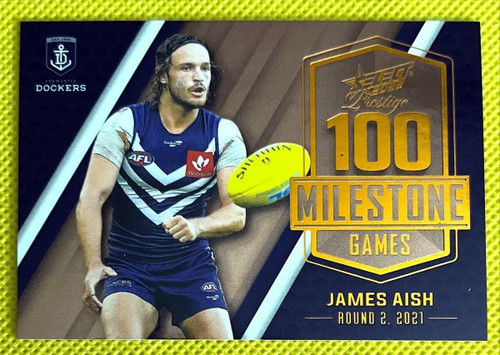 2022 AFL SELECT PRESTIGE JAMES AISH FREMANTLE DOCKERS 100 GAMESMILESTONE CARD