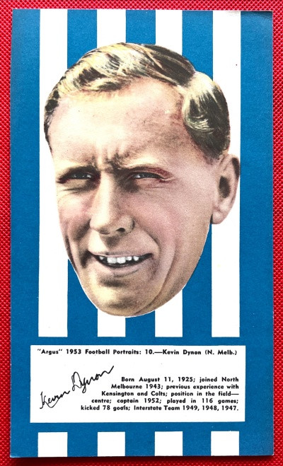 1953 VFL Argus Football Portraits 10 KEVIN DYSON NORTH MELBOURNE KANGAROOS