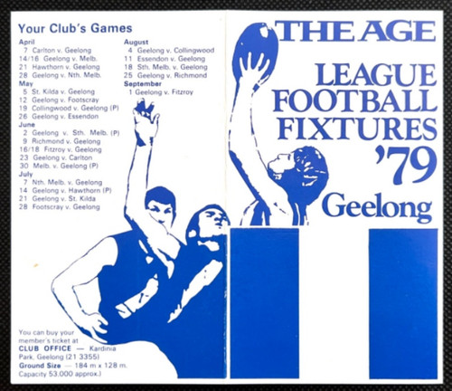 1979 THE AGE GEELONG CATS VFL LEAGUE FOOTBALL FIXTURE