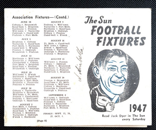 1947 THE SUN FOOTBALL FIXTURES