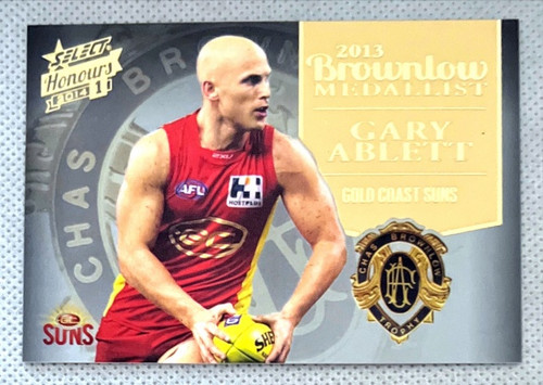 2014 AFL Honours Series 1 GARY ABLETT Jr Gold Coast Suns Brownlow Medallist Card