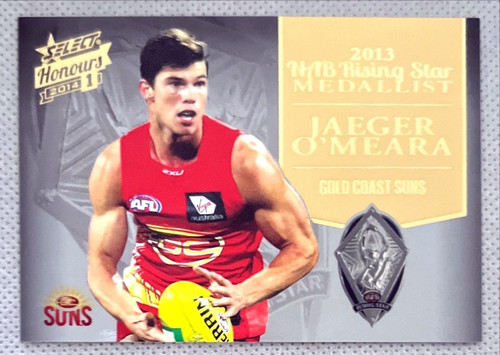 2014 AFL Honours Series 1 JAEGAR O'MEARA Gold Coast Suns Rising Star Medallist Card