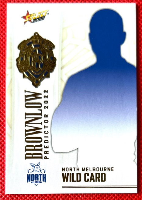 2022 AFL SELECT GOLD NORTH MELBOURNE KANGAROOS WILD CARD BROWNLOW PREDICTOR CARD