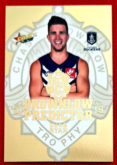 2019 AFL SELECT LUKE RYAN FREMANTLE DOCKERS BROWNLOW PREDICTOR CARD