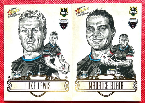 2009 NRL Champions LUKE LEWIS & MAURICE BLAIR Penrith Panthers Sketch Cards