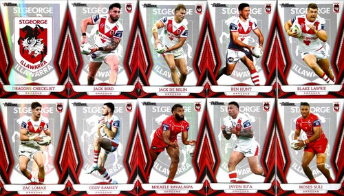 2023 NRL TRADERS TITANIUM SERIES SAINT GEORGE DRAGONS PEARL PARALLEL TEAM SET