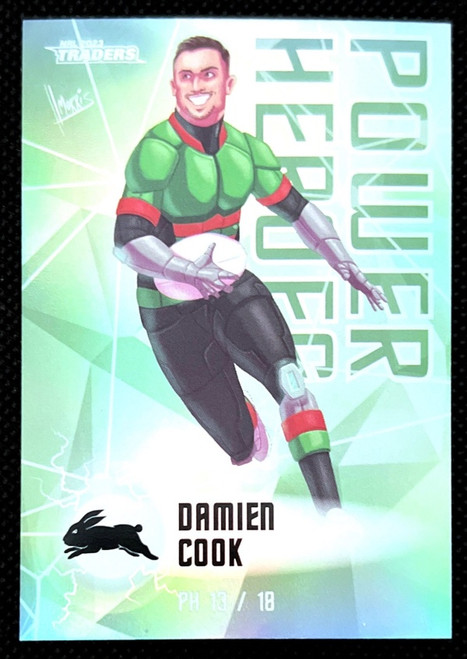 2023 NRL TRADERS TITANIUM SERIES DAMIEN COOK SOUTH SYDNEY RABBITOHS POWER HEROES CARD