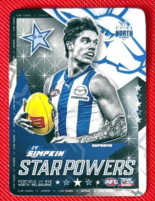 2023 AFL Teamcoach JY SIMPKIN North Melbourne Kangaroos STARPOWERS Card SP-56