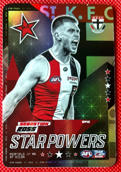 2023 AFL Teamcoach SEBASTIAN ROSS St Kilda Saints STARPOWERS Card SP-75