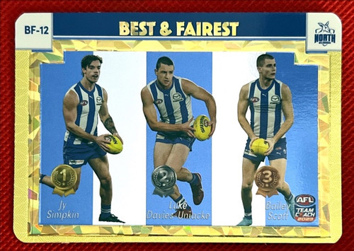 2023 AFL Teamcoach NORTH MELBOURNE KANGAROOS Gold Best & Fairest Card BF-03