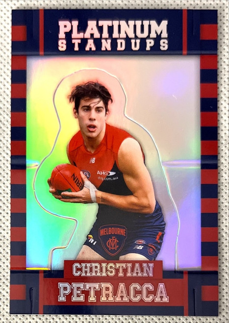 2017 AFL FOOTY STARS CHRISTAIN PETRACCA MELBOURNE DEMONS PLATINUM STAND UP CARD