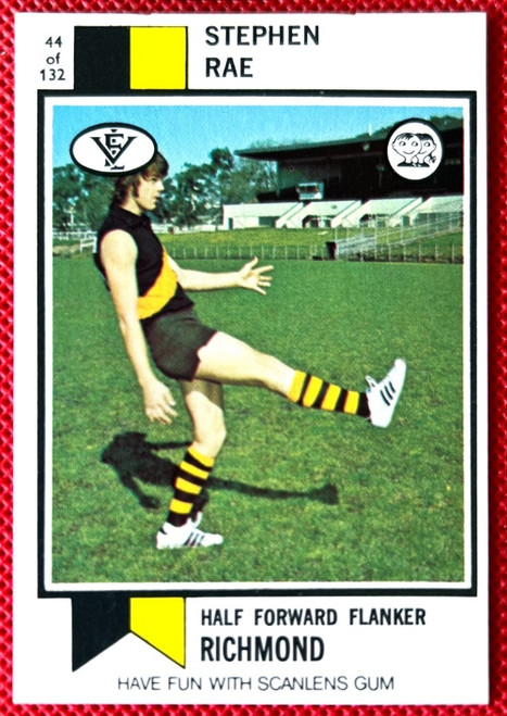 1974 SCANLENS #44 STEPHEN RAE RICHMOND TIGERS