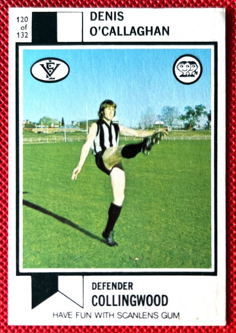 1974 SCANLENS #120 DENIS O'CALLAGHAN COLLINGWOOD MAGPIES