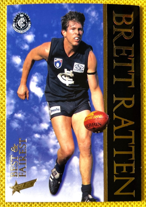1996 SELECT BRETT RATTEN CARLTON BLUES BEST & FAIREST CARD