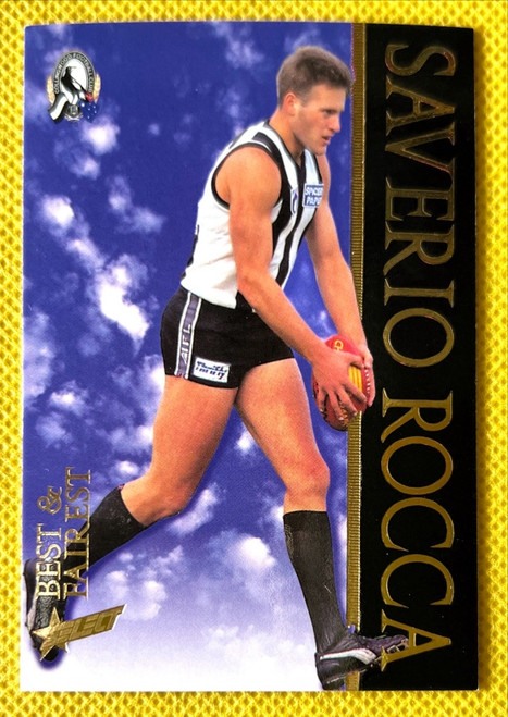 1996 SELECT SAVERIO ROCCA COLLINGWOOD MAGPIES BEST & FAIREST CARD