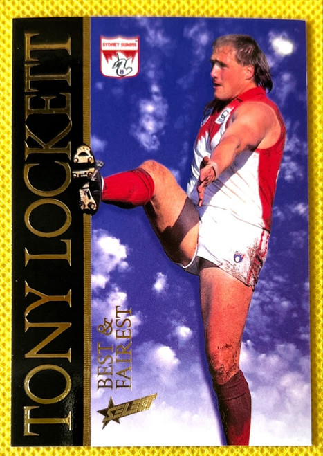 1996 SELECT TONY LOCKETT SYDNEY SWANS BEST & FAIREST CARD