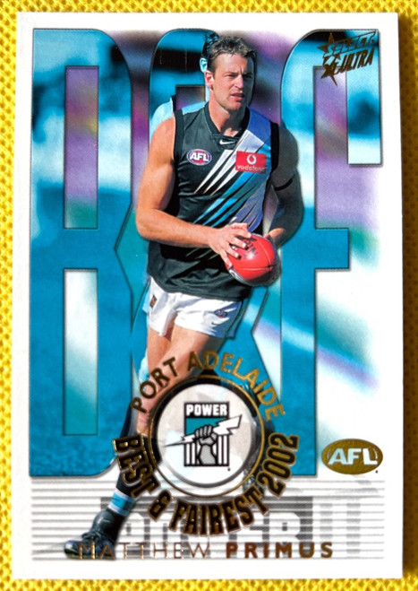 2003 SELECT XL ULTRA MATTHEW PRIMUS PORT ADELAIDE POWER BEST & FAIREST CARD