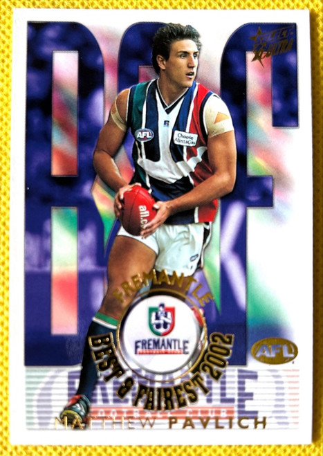 2003 SELECT XL ULTRA MATTHEW PAVLICH FREMANTLE DOCKERS BEST & FAIREST CARD