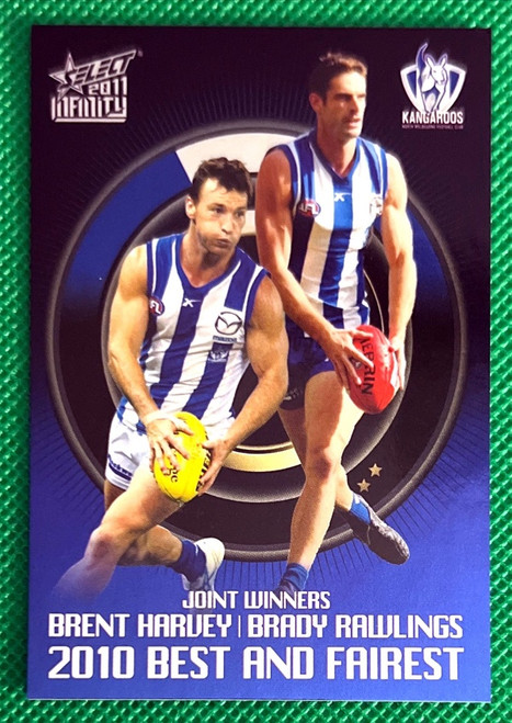 2011 SELECT INFINITY CHROME HARVEY & RAWLINGS NORTH MELBOURNE KANGAROOS BEST & FAIREST CARD