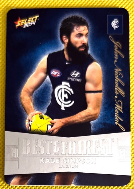 2014 SELECT KADE SIMPSON CARLTON BLUES  BEST & FAIREST CARD