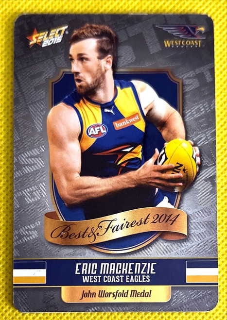 2015 SELECT ERIC McKENZIE WEST COAST EAGLES BEST & FAIREST CARD