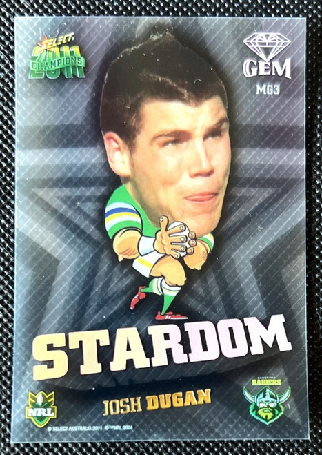 2011 NRL SELECT CHAMPIONS JOSH DUGGAN CANBERRA RAIDERS GEM CARD