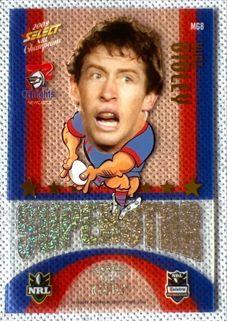 2009 NRL SELECT CHAMPIONS KURT GIDLEY NEWCASTLE KNIGHTS SUPERSTAR GEM CARD