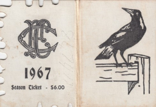 1967 SEASON COLLINGWOOD MEMBERSHIP TICKET