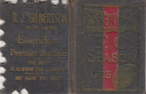 1935 ESSENDON BOMBERS MEMBERSHIP TICKET