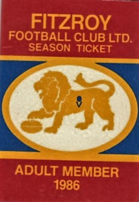 1986 FITZROY LIONS MEMBERSHIP TICKET