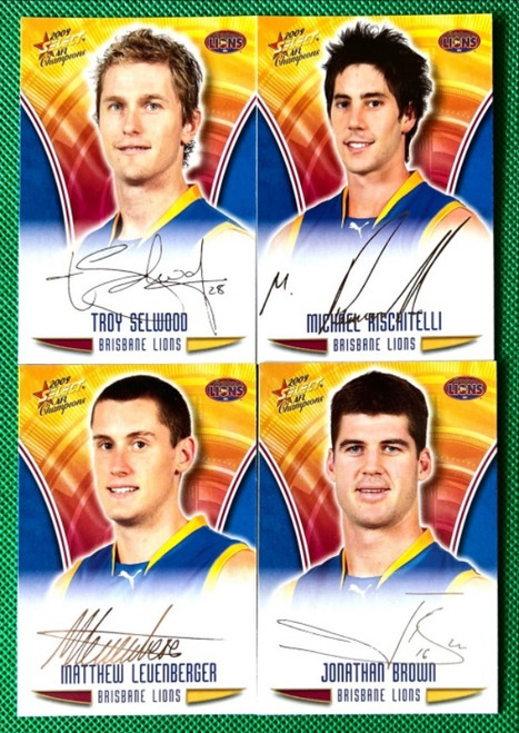 2009 AFL CHAMPIONS BRISBANE LIONS GOLD FOIL SIGNATURE CARD SET