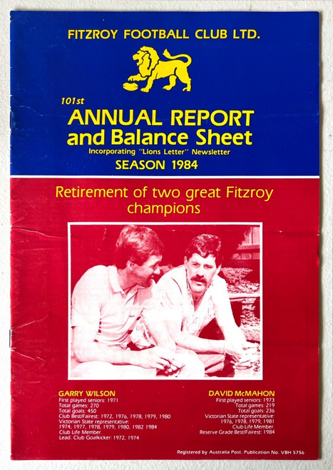 1984 FITZROY F.C. ANNUAL REPORT & BALANCE SHEET