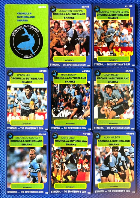 1990 STIMOROL RUGBY LEAGUE CRONULLA SHARKS TEAM SET