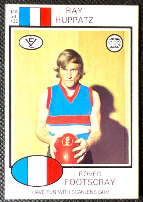 1975 VFL SCANLENS # 118 RAY HUPPATZ FOOTSCRAY BULLDOGS CARD