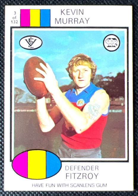 1975 VFL SCANLENS #03 KEVIN MURRAY FITZROY LIONS CARD