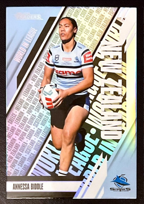 2024 NRL TRADERS TITANIUM ANNESSA BIDDLE SHARKS WORLD IN LEAGUE PARALLEL CARD WLP13/54